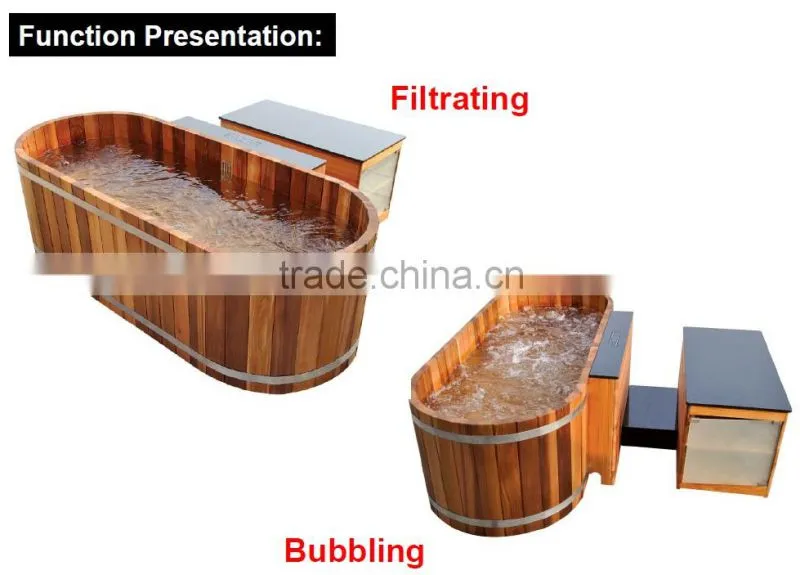 2 person massage wooden with jets outdoor bathtub