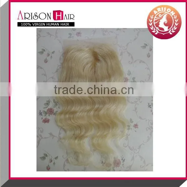 Grade AAAA high quality virgin brazilian hair blonde silk base closure