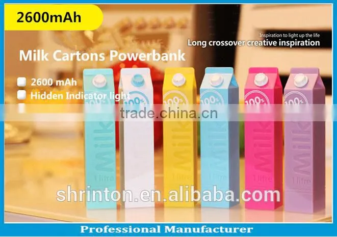 china supplier 2600mah milk power bank 18650 plastic power bank