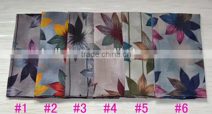 High Quality Large Elegant Flower Printing Encrypt Polyester Voile Scarf for Women
