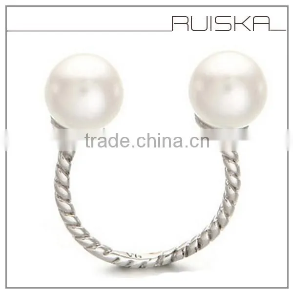 Artificial Vintage Hollywood Pearl Crystal Open Women Rings