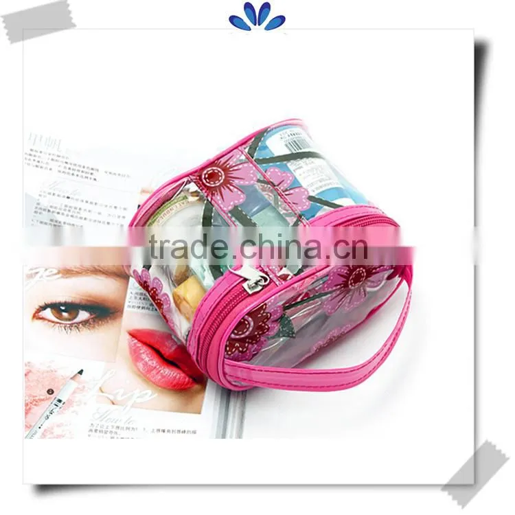 Round clear pvc bag with zipper,custom tranparent pvc gift bag