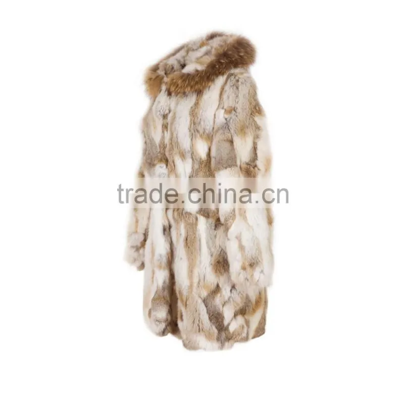 QD5947 Newly Design Special Fur Styles With Raccoon Collar 2016 Knit Rabbit Fur Coats Girls
