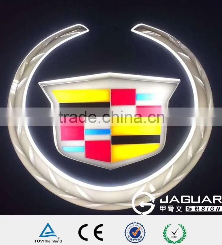 Reverse car name backlit led car logo with names