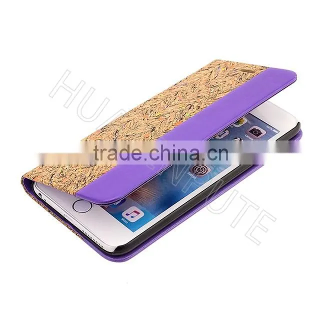 Wholesales Real Wooden and Leather Coating Flip Cellphone Case for iPhone 6s