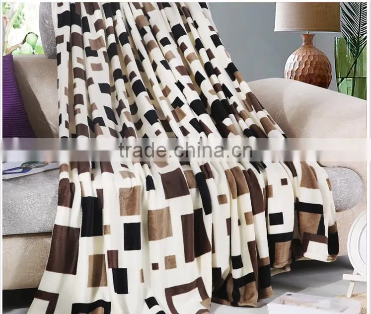 fashion grid stripe flannel blanket