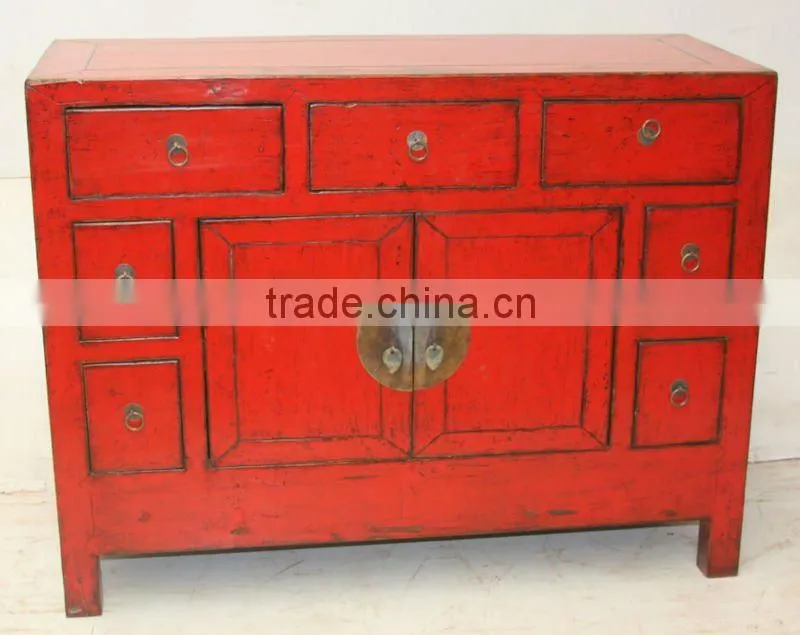antique Chinese red drawer sideboard