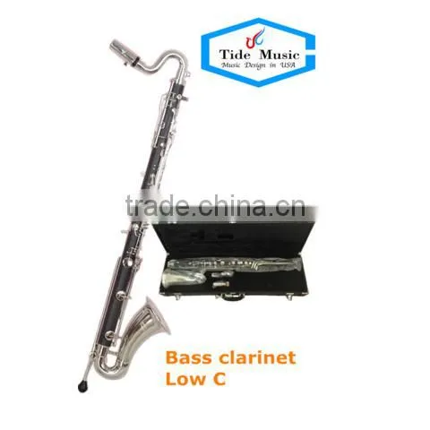 Professional Low C bass clarinet hard rubber body nickel palted