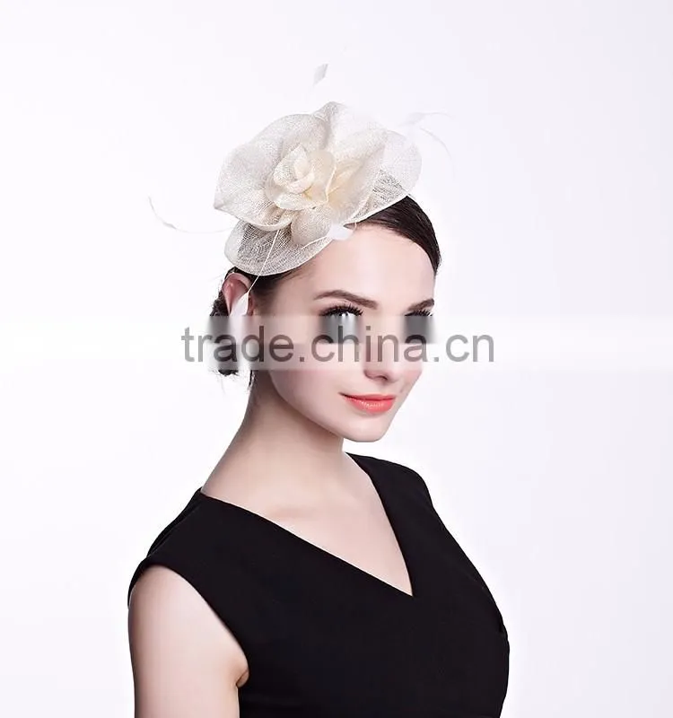 Wholesale Sinamay Hair Accessory Fascinator Floral Hat Plain for Ladies