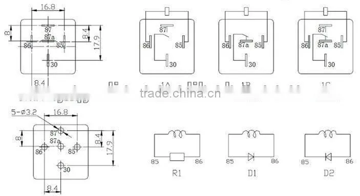 FILN Product PA66 5 Pin auto 30A 12 volt relay For Car