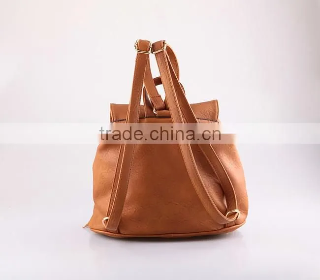 4762 Bohemia Style Tassels Featured Brown PU Material High Quality Women Backpack