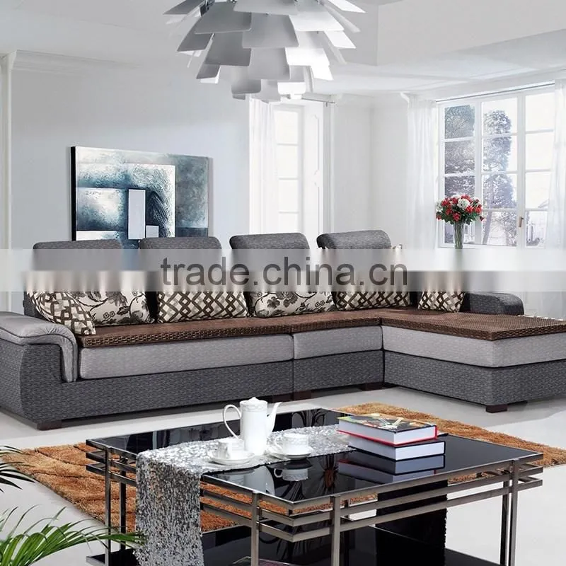 Simple Design Fabric Scatter Back Three Seat Sofa