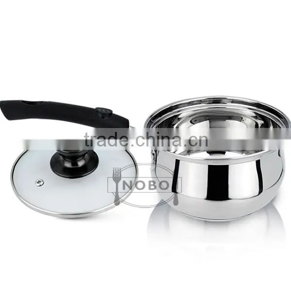 Wholesale stainless steel milk pot with glass lid