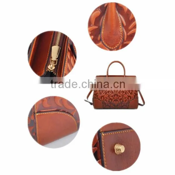 Best Selling Latest Design Ladies Genuine Leather Handbag Brown Genuine Laether Handbag