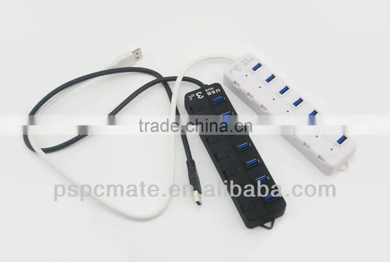 Super Speed 3.0 USB 7 Ports External HUB with Switch For Notebook