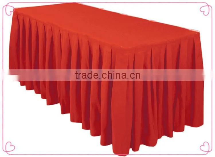 Hot sale polyester wedding banquet ruffled table skirt