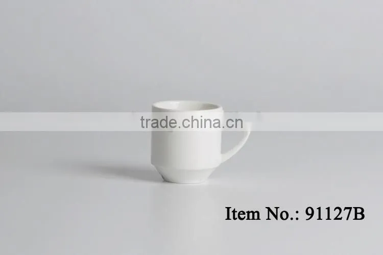 white durable ceramic rimmed espresso cup with saucer