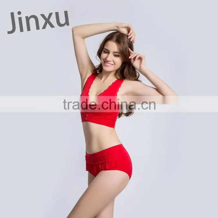 Fancy seamless women lace bra and underwear sexy sports bra panty set