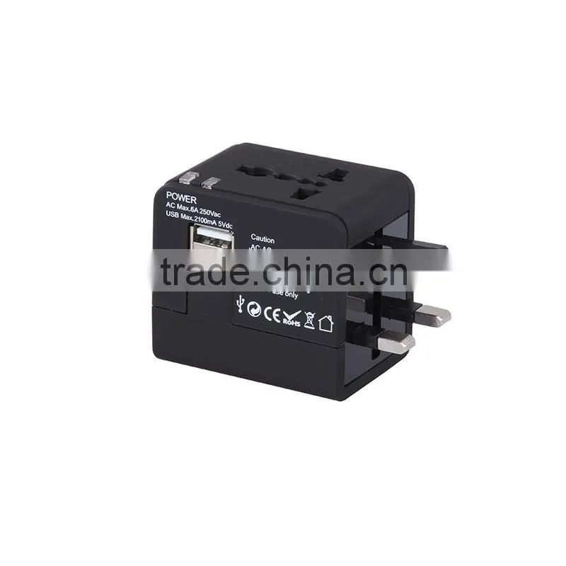 US EU UK AU Plug 5V 2.1A 2 USB Worldwide Universal Travel Adapter Charger