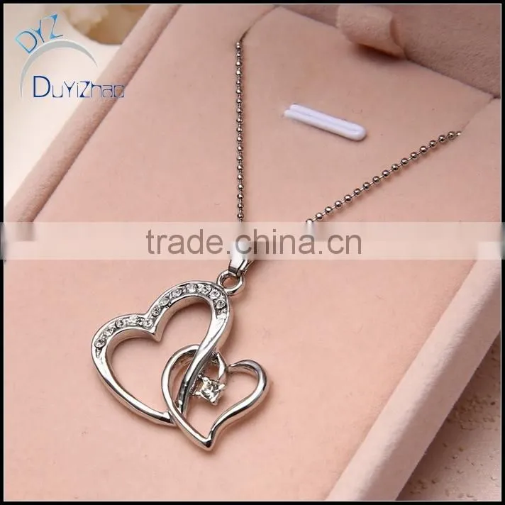 Wholesale fashion alloy double heart shaped pendant designs