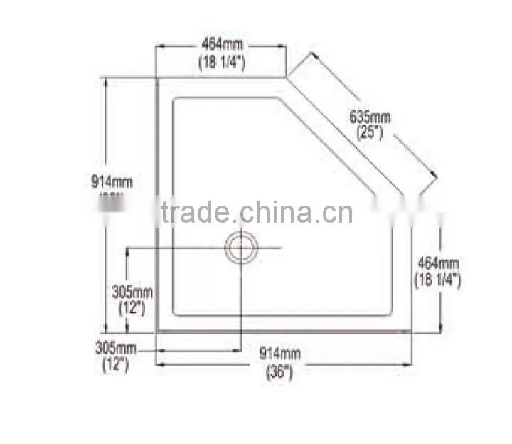 cUPC acrylic cheap shower tray,left and right center drain shower base,tray