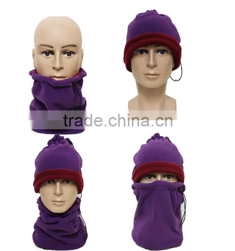 polyester fleece men scarf and hat two in one