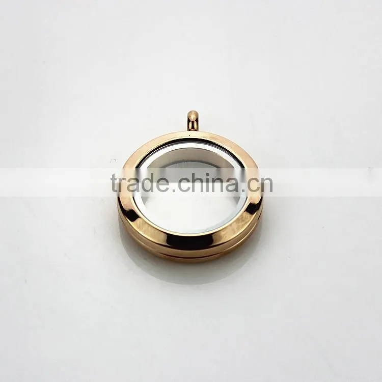 Beautiful 316L Stainless Steel Screw Rainbow Colors Plain 25mm Floating Glass Lockets Pendant