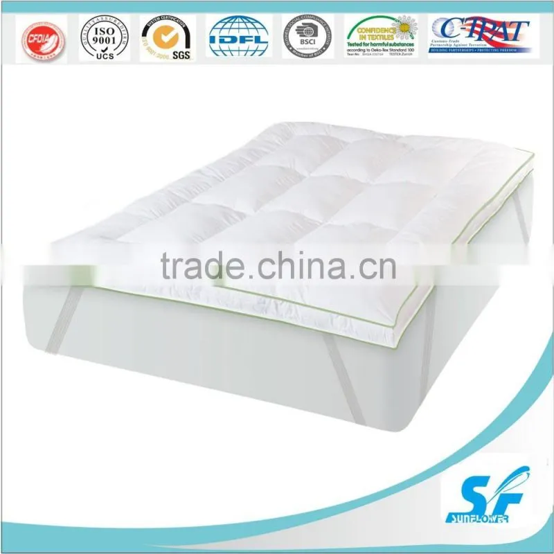waterproof cotton pattern 10%goose down fill home hotel bed mattress pad topper