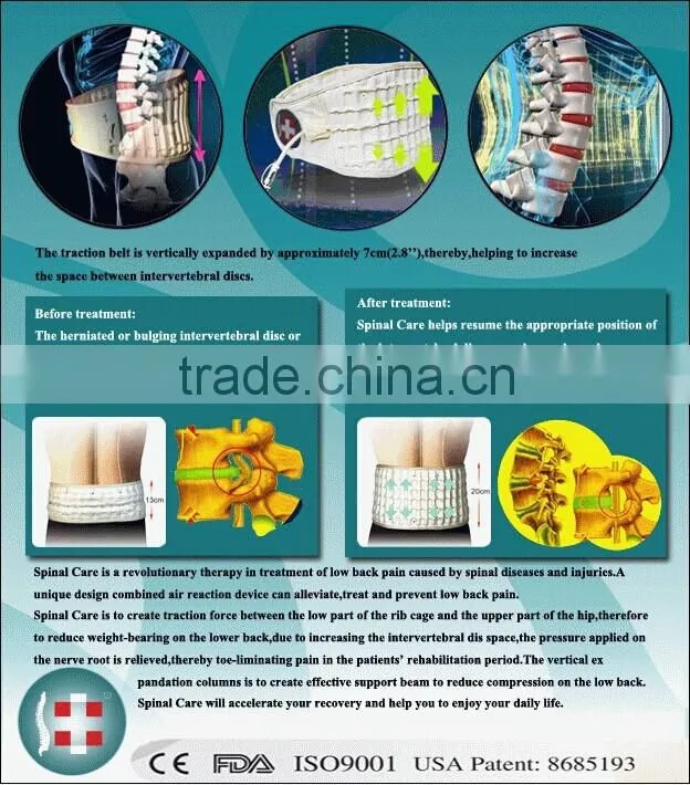 Inflatable pain-relief lumbar traction belt with CE Certificate