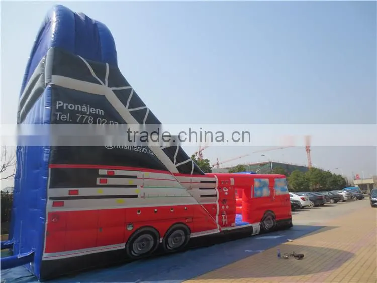 Lanqu inflatable High Quality supper car dry slide bounce round water slide