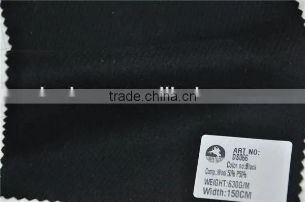Wholesale wool 50 poly 50 twill weave woolen fabric for coats
