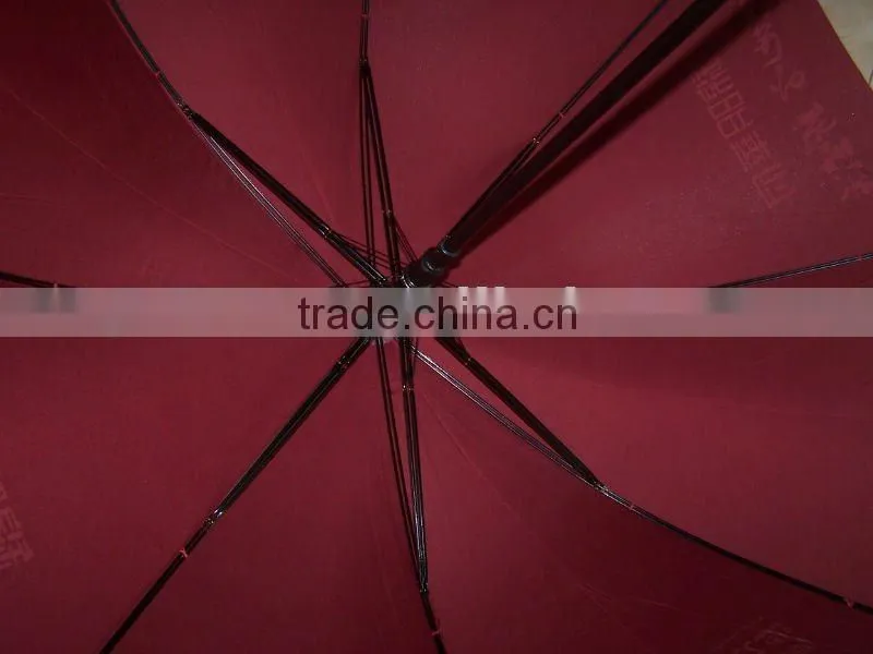 2015 red double fluted ribs wholesale golf umbrella