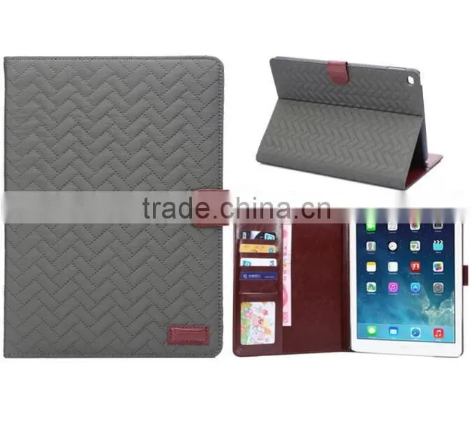 Fashion Luxury Grid Soft Leather Case For iPad Air 2