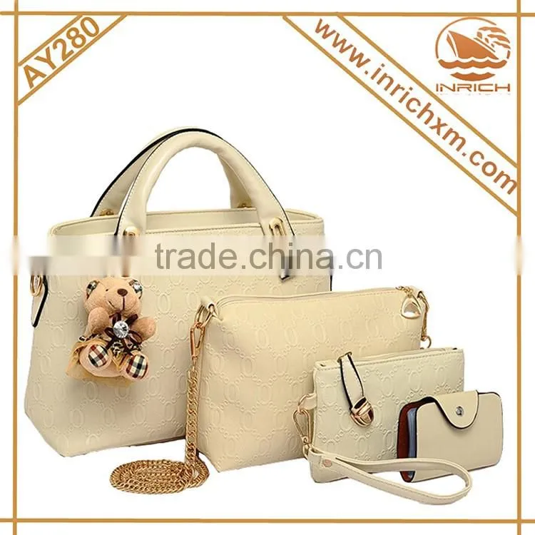 2016 New designer China high quality elegent PU leather bags set women tote bags 4 pcs women handbags set for