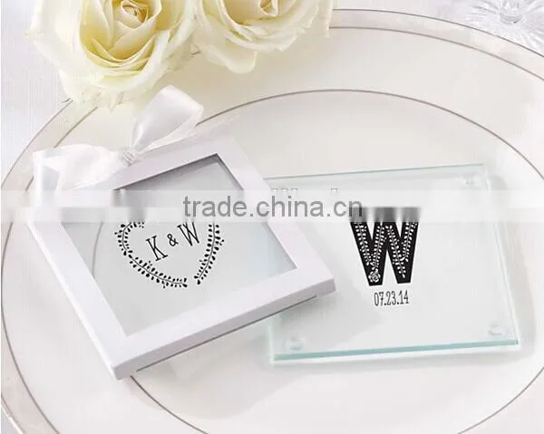 Wedding Heart Photo Design Square Glass Coaster