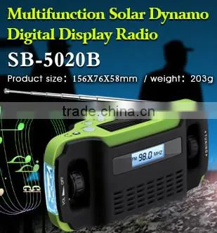 Solar-powered & dynamo hand-crank mini fm am radio