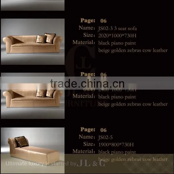 JS02 Living Room Furniture Full Grain Leather Sofa Top Layer Leather Sofa JL&C Luxury Home Furniture New Sofa Designs