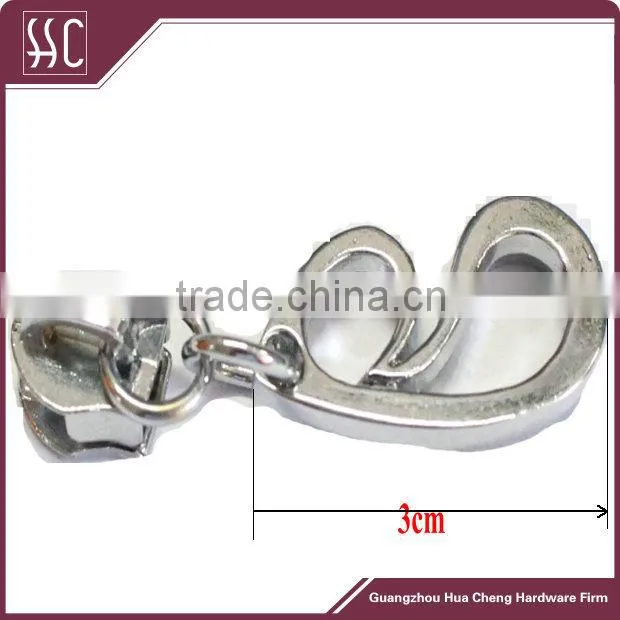 fancy metallic zipper for bag, handbag zip slider and puller
