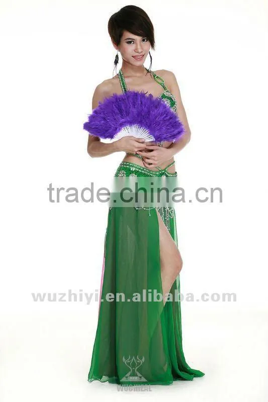 Belly Dance Accessories, Black Belly Dance Turkey Feather Fan for Belly Dancer DJ1029