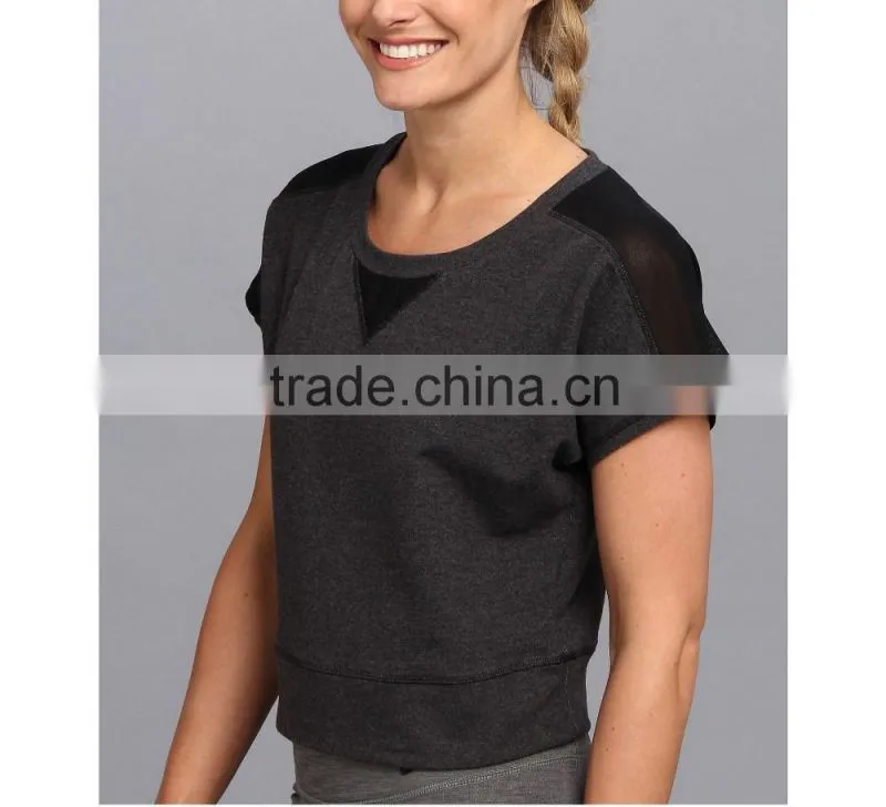 Ramax Custom Women Sports French Terry Wholesale Crewneck Short Sleeve Sweatshirt Tops