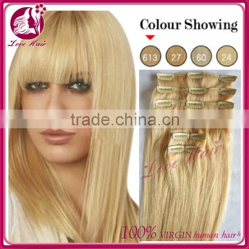 ready delivery remy virgin hairs clip in hair extensions uk