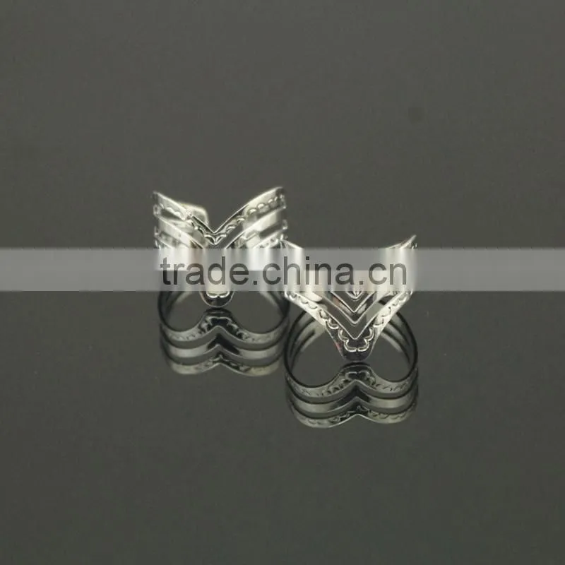 Trendy Hollow Rhodium Plated Finger Ring Set