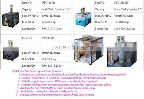 2 tap liquor drink dispenser cold shot liquor chillers from china