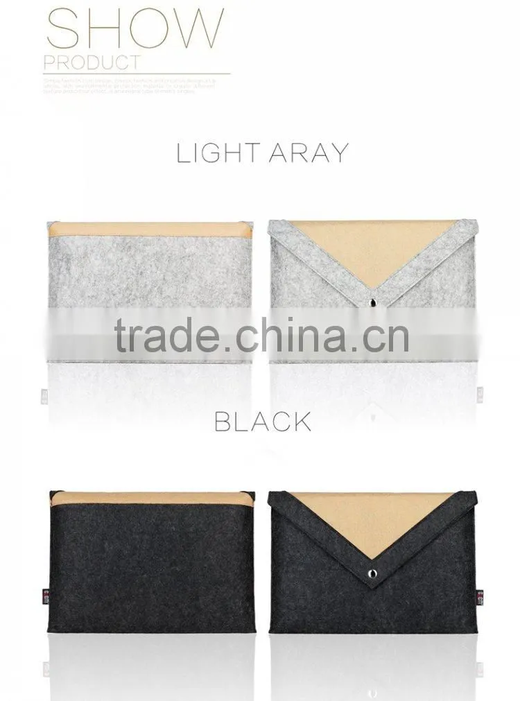 2015 BUBM Grey Pure Wool Felt Fabric Carrying 13 inch Computer Notebook Case Bag