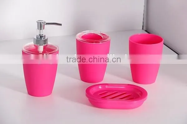Elegant plastic 4pcs bathroom set with soap dispenser