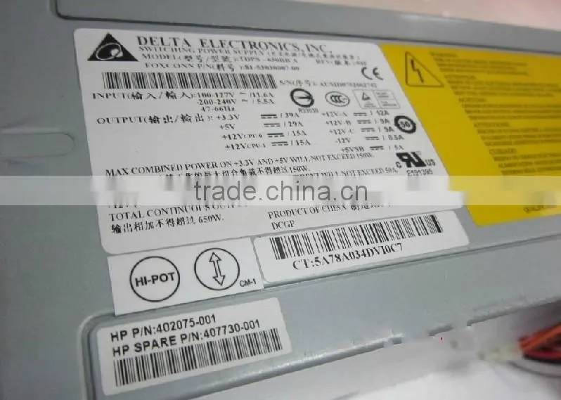 407730-001 402075-001 TDPS-650BB A 650W ML150 G3 Power Supply for ML150G3