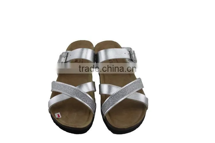 2015 Summer cork outsole platform lady leather sandal shoes