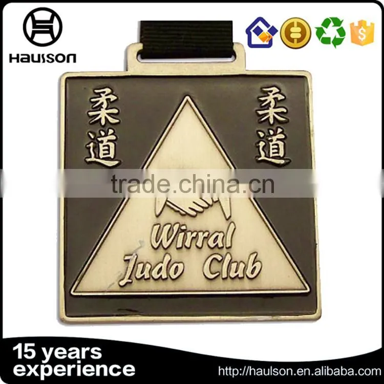 personalized wholesale custom casting rectangle shape soft enamel iron brass zinc alloy imitation gold plated judo sport medal