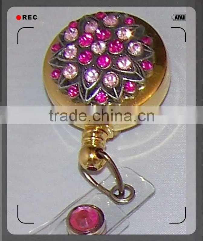 crystal ID Badge Reel,rhinestone yoyo clip
