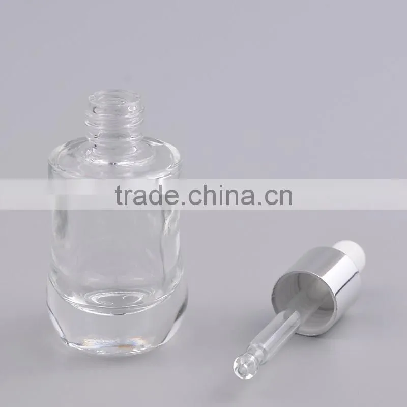 2016 new design empty glass essential oil bottles with aluminum dropper cap